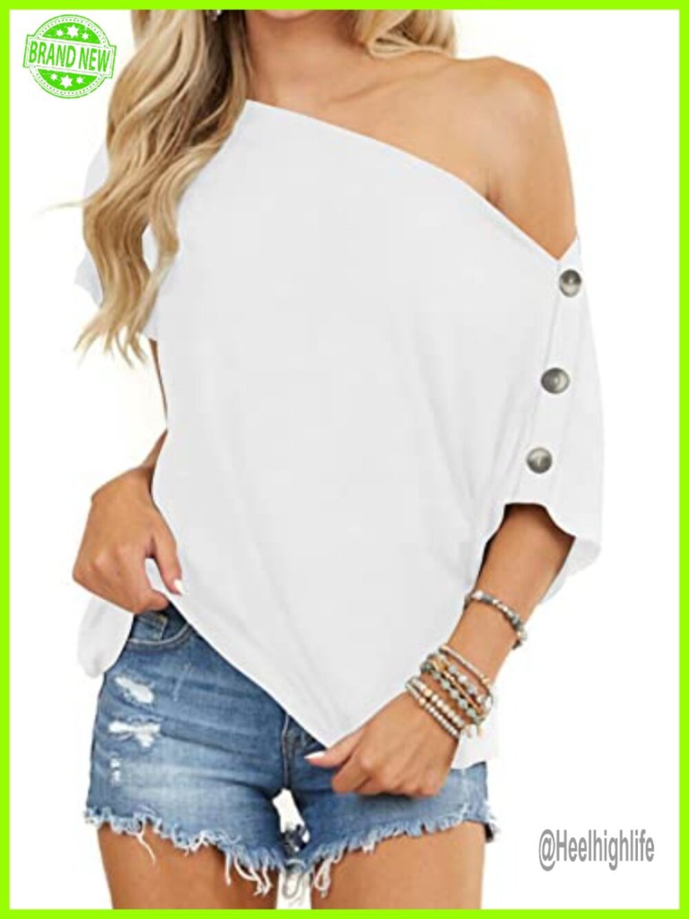 Womens Off Shoulder Loose Button Down Tunic Blouse